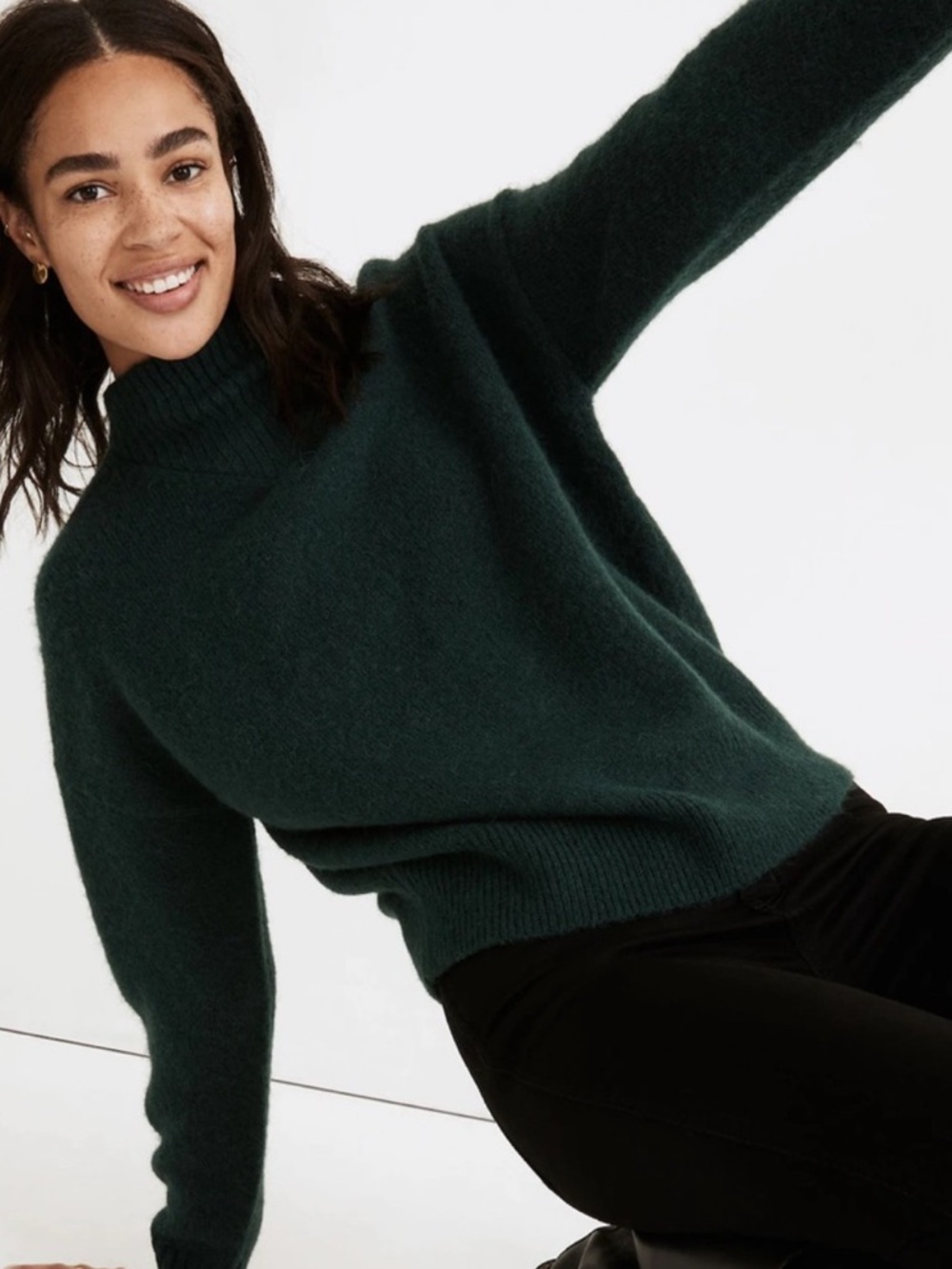 Madewell Dillon Mockneck Sweater in Forest Green